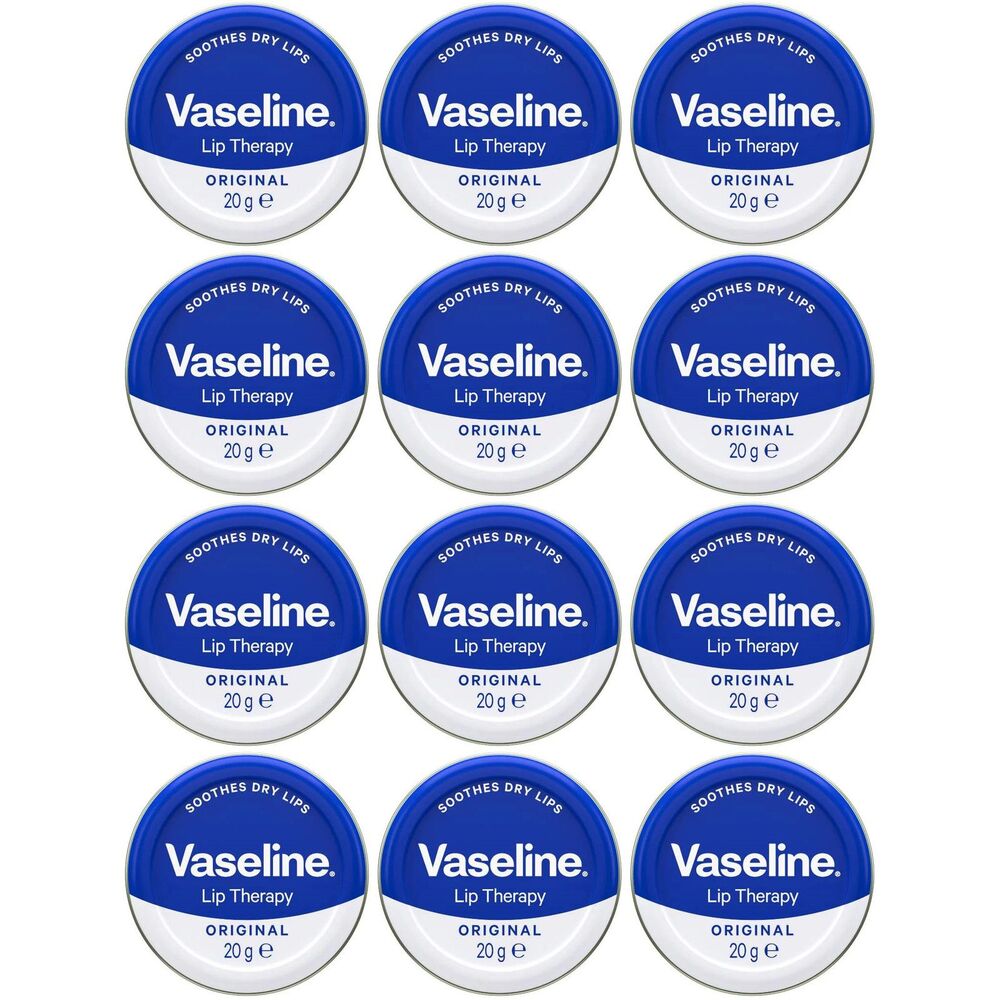 12-PACK Vaseline Original Lip Therapy Soothes Dry Lips 20g